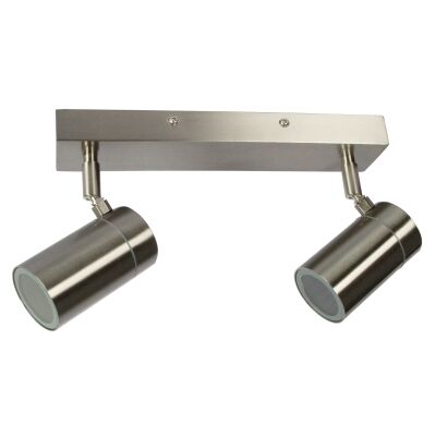 Zeta IP44 Indoor / Outdoor Spotlight, 2 Light, Stainless Steel