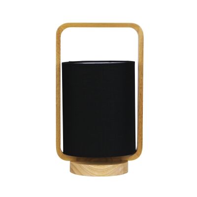 Lucia Timber & Fabric Table Lamp, Black