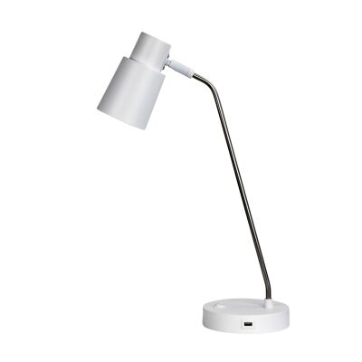 Rik Metak Desk lamp with USB Port, White / Chrome