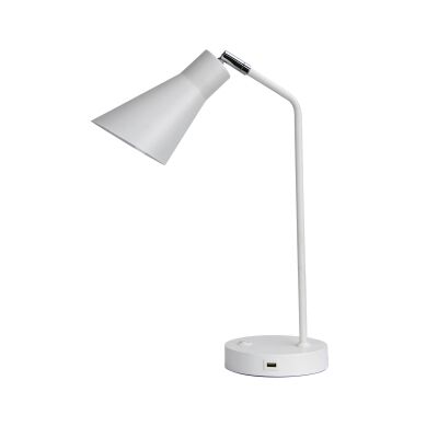Thor Metal Desk Lamp with USB Port, White