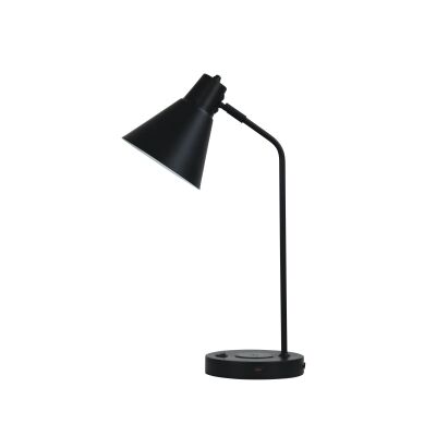 Targa Metal Desk Lamp with USB & Wireless Charging, Black