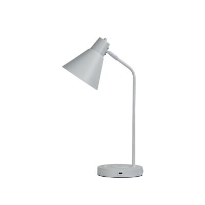 Targa Metal Desk Lamp with USB & Wireless Charging, White