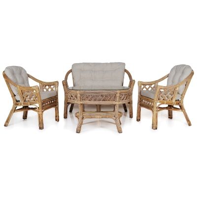Omaha 4 Piece RattanLiving Lounge Set, Antique Brown