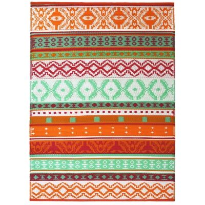 Chatai Kuno Reversible Outdoor Rug, 150x240cm, Orange / Green