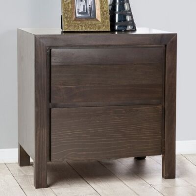 Trend New Zealand Pine 2 Drawer Bed Side Table in Charcoal