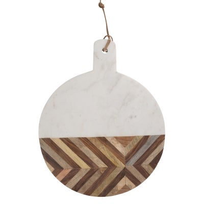 Alma Marble & Timber Round Serving Board, Large