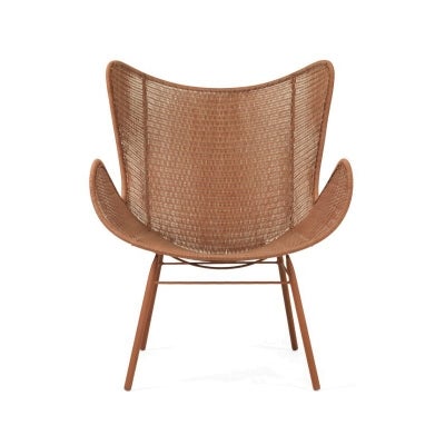 Aster Resin Wicker & Metal Outdoor Wing Chair, Brick