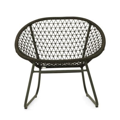 Claymont Rope & Metal Outdoor Accent Chair, Forest Green