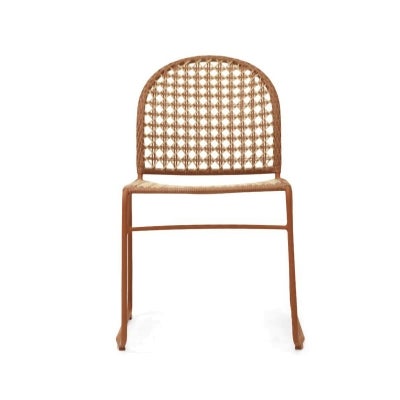 Maris Resin Wicker & Metal Outdoor Side Dining Chair, Brick