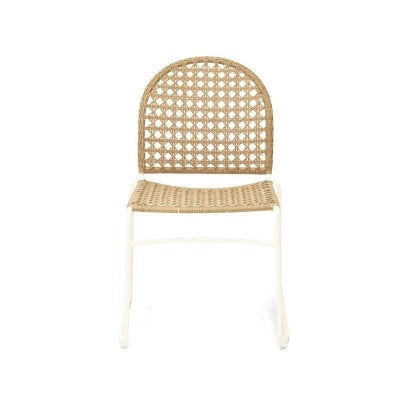 Maris Resin Wicker & Metal Outdoor Side Dining Chair, Natural / White