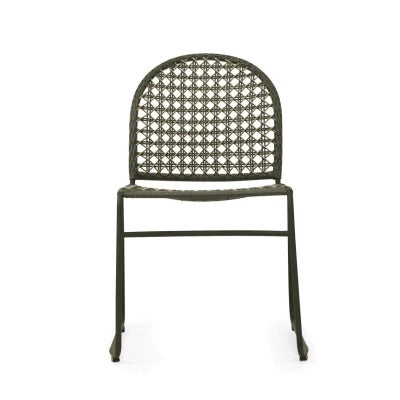 Maris Resin Wicker & Metal Outdoor Side Dining Chair, Moss
