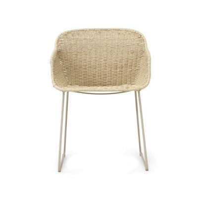 Vico Resin Wicker & Metal Outdoor Caver Dining Chair, Beige