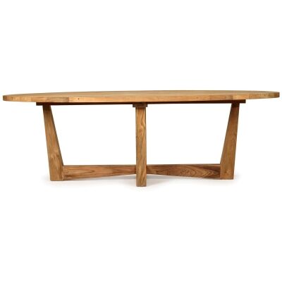Carties Reclaimed Teak Timber Outdoor Oval Dining Table, 240cm