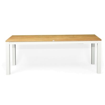 Martel Teak & Metal Outdoor Extension Dining Table, 210-310cm, Natural / White
