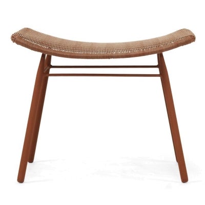 Aster Resin Wicker & Metal Outdoor Footstool, Brick