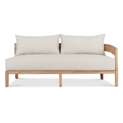 Hasmark Teak Timber Outdoor Modular Sofa, 2 Seater with RHF Arm, Natural / Off White