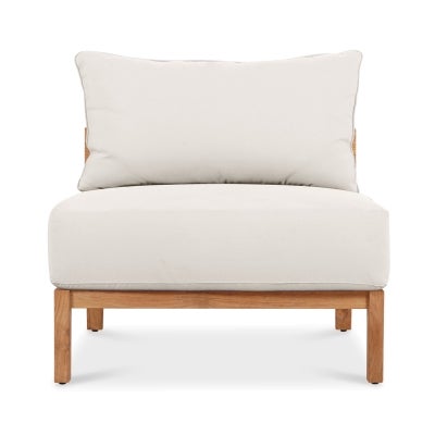 Hasmark Teak Timber Outdoor Modular Sofa, Middle Seat, Natural / Off White
