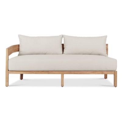 Hasmark Teak Timber Outdoor Modular Sofa, 2 Seater with LHF Arm, Natural / Off White