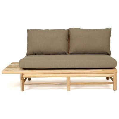 Aumo Teak Timber Sofa with Cushion, 2 Seater