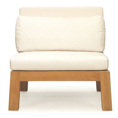 Lubico Teak Timber Outdoor Lounge Chair with Cushion, White / Natural