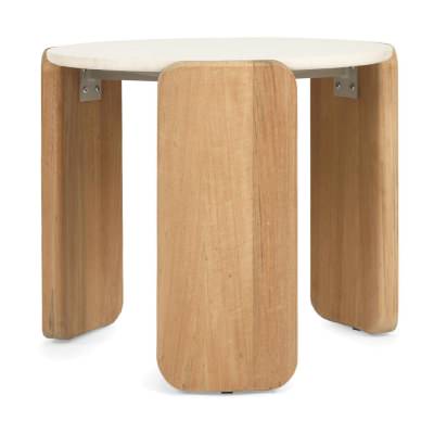 Castano Marble & Teak Timber Indoor / Outdoor Round Side Table