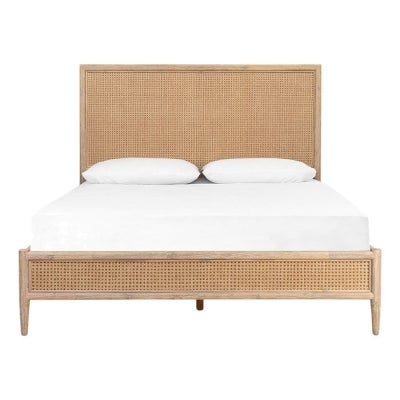 Bayview Acacia Timber & Rattan Platform Bed, Queen