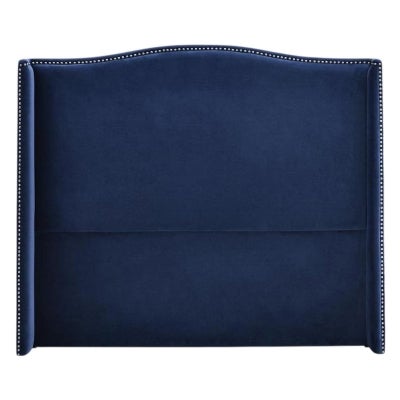Mornington Velvet Fabric Bed Headboard, Queen, Blue