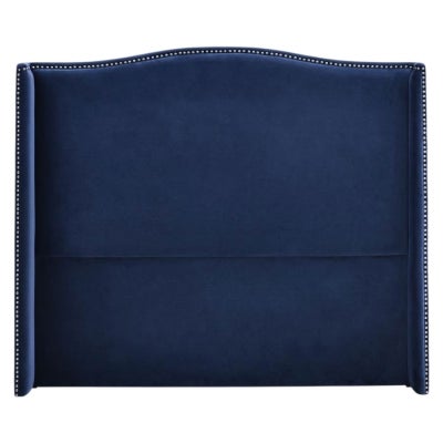 Mornington Velvet Fabric Bed Headboard, King, Blue