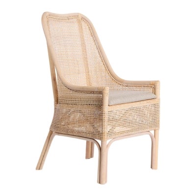 Victoria Rattan Dining Chair, White Washed Natural
