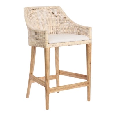 Charlotte Rattan Counter Stool, White Wash