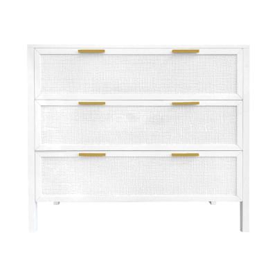 Santorini Timber & Rattan 3 Drawer Dresser, White
