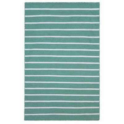 Pinstripe Hand Woven Indoor/Outdoor Rug, 220x320cm, Turquoise