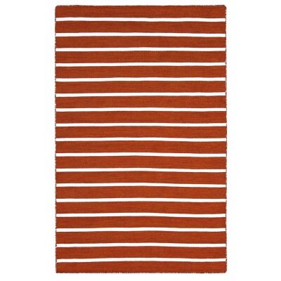 Pinstripe Hand Woven Indoor/Outdoor Rug, 220x320cm, Orange