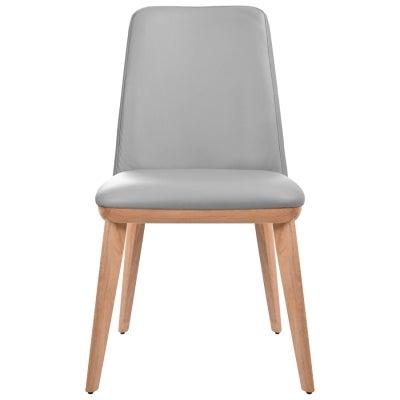 Benato Leather Dining Chair, Light Grey / Blackwood