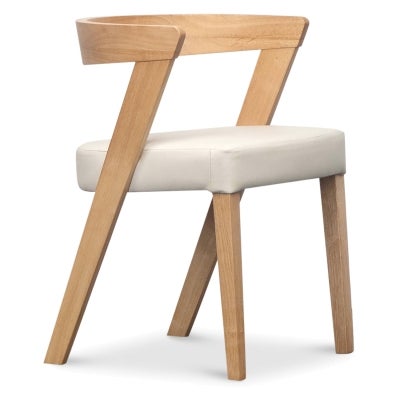 Fynor Leather Dining Chair, Frost / Natural