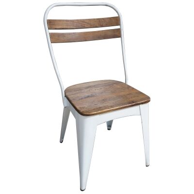 Javier Mango Wood & Iron Dining Chair, White