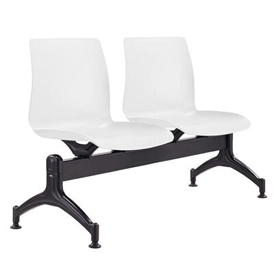 Pod Beam Chair, 2 Seater, White / Black