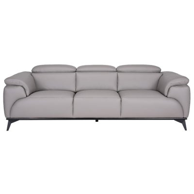 Claremont Italian Leather Sofa, 3 Seater, Mid Grey