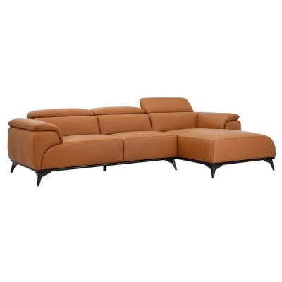 Claremont Italian Leather Corner Sofa, 3.5 Seater with RHF Chaise, Tan