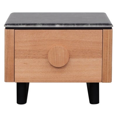 Maurena Sintered Stone Top Tasmanian Oak Timber Square Lamp Table