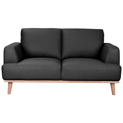 Rocella Italian Leather Sofa, 2 Seater, Black