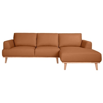 Rocella Italian Leather Corner Sofa, 2.5 Seater with RHF Chaise, Tan