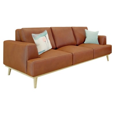 Rocella Italian Leather Sofa, 3 Seater, Tan