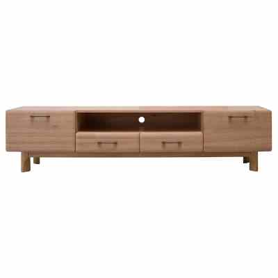 Forsinard Tasmanian Oak Timber 2 Door 2 Drawer TV Unit, 200cm