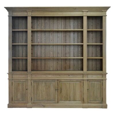 Dundee Oak Timber Bookcase, 240cm, Weathered Oak