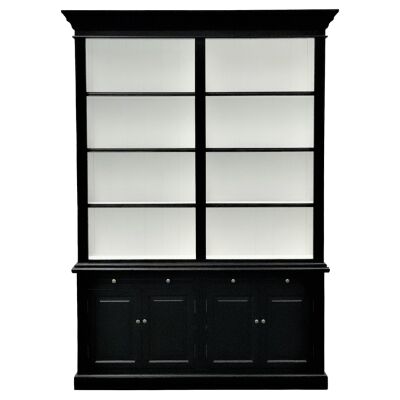 Ampuis 2-Bay Birch Timber Library Bookcase, Black