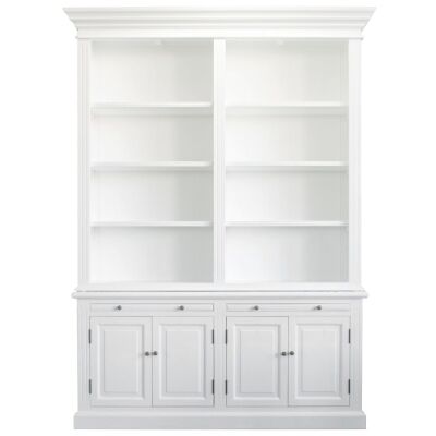 Ampuis 2-Bay Birch Timber Library Bookcase, White