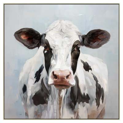 Dairy Cattle Portrait Framed Canvas Wall Art Painting, Holstein, 82cm