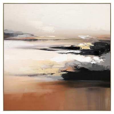 "Shades of Mocha" Framed Abstract Canvas Wall Art Painting, Type B, 82cm