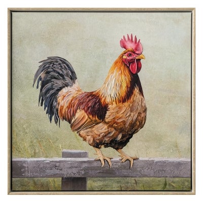 "Cluck Norris" Framed Canvas Wall Art Painting, Type A, 53cm